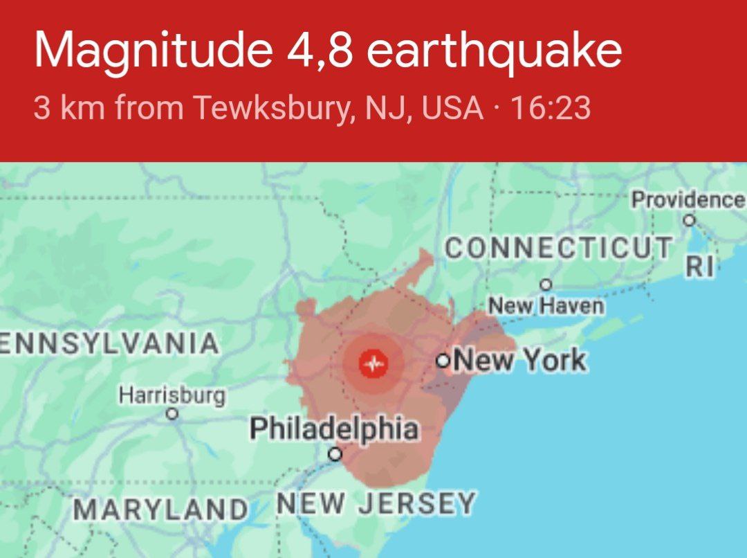 Землетрясение магнитудой 4,8 затронуло Нью-Йорк и северо-восток США