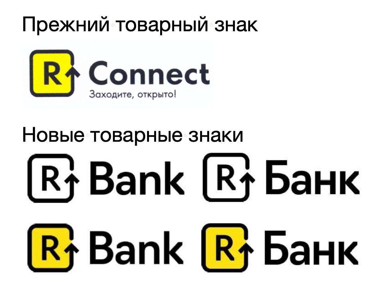 Райффайзенбанк → ????Банк

На прошлой неделе Райффайзенбанк подал заявку в Роспатент на регистрацию 4 новых лейблов (на фото)